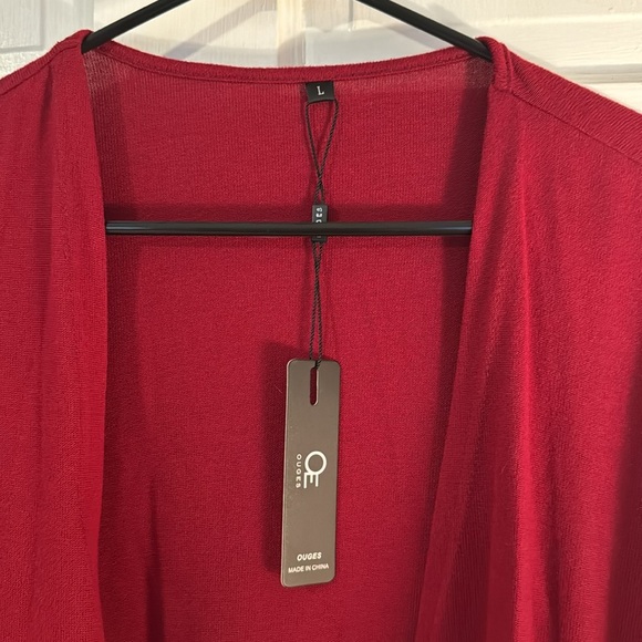 OUGE Women's Open Front Cardigan Shirt with Pockets Long Sleeve Lightweight L - Picture 2 of 5